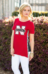 Nebraska Cornhuskers Herringbone Side Split Tee