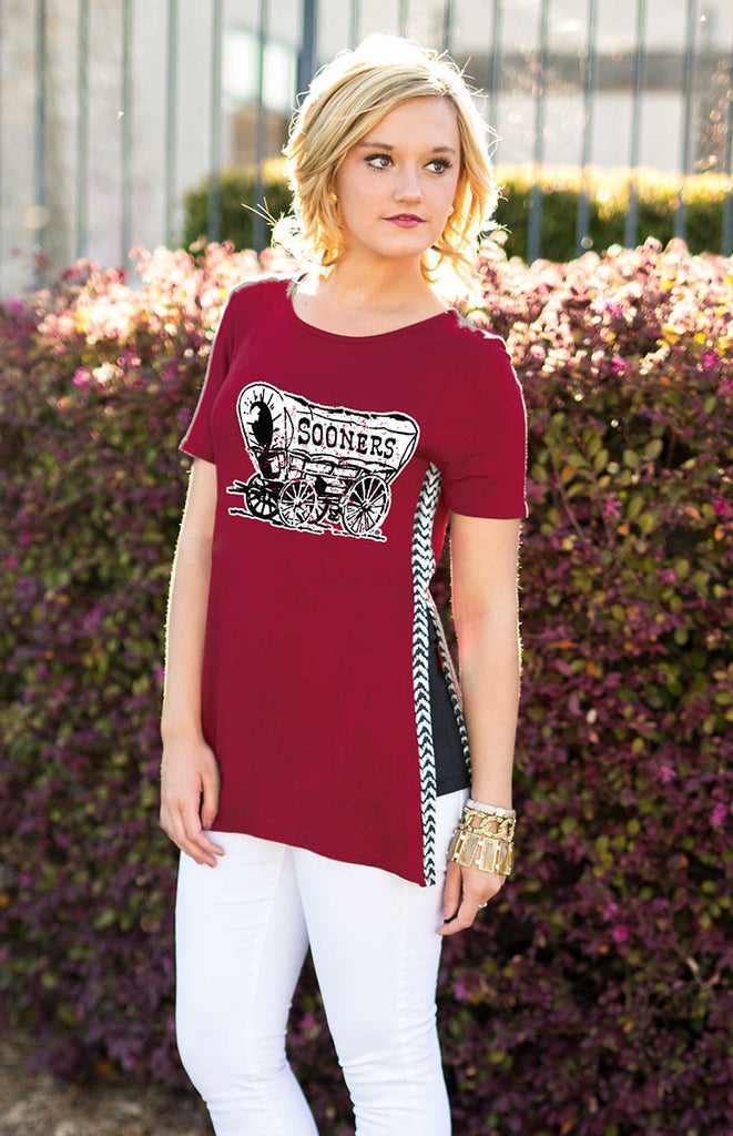 Oklahoma Sooners Herringbone Side Split Tee