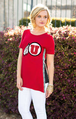 Utah Utes Herringbone Side Split Tee
