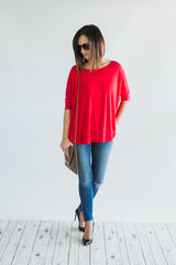 The Luxe Basic Bamboo Tee - Red