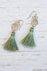 On The Fringe Tassel Earrings-Sage
