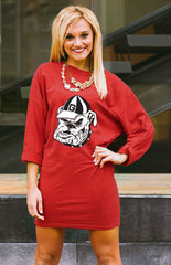Georgia "Here to Tailgate" Vintage Wash Tunic Dress