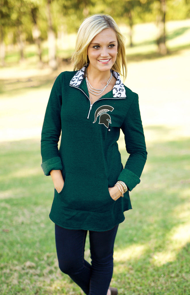 Michigan State "Cozy Up Quarter Tunic