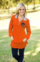 Oklahoma State "Cozy Up" Quarter Zip Tunic