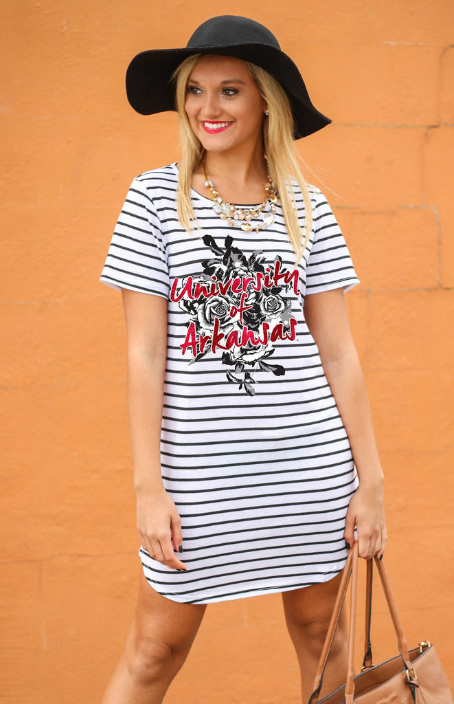 Arkansas Razorbacks Stripe Tunic Dress