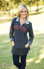 Alabama "Cozy Up" Quarter Zip Tunic in Charcoal
