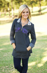 Kentucky "Cozy Up" Quarter Zip Tunic in Charcoal