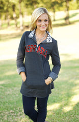 Nebraska "Cozy Up" Quarter Zip Tunic in Charcoal