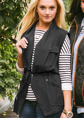 Dressed to Impress Black Drawstring Utility Vest