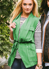 Dressed to Impress Green Drawstring Utility Vest