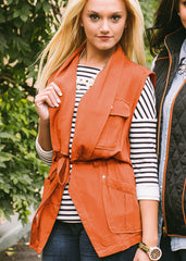 Dressed to Impress Orange Drawstring Utility Vest