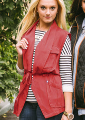 Dressed to Impress Red Drawstring Utility Vest