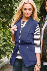 Dressed to Impress Navy Drawstring Utility Vest