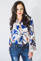 The Floral Statement Blouse - Blue