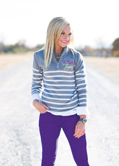 LSU Tigers Lurex Stripe Quarter Zip Top