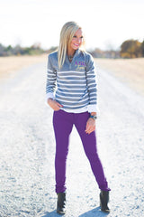 LSU Tigers Lurex Stripe Quarter Zip Top