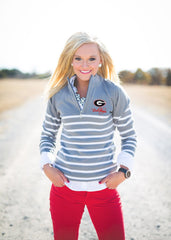 Georgia Bulldogs Lurex Stripe Quarter Zip Top