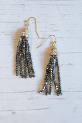 The Beaded Tassel Drop Chandeliers- Gold/hematitie