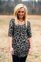 Grey Leopard Half Sleeve Tee