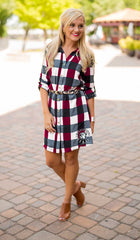 Mississippi State "Just Checkin" Plaid and Leopard Belted Dress